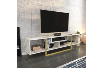 Rinorea lattiaseisova tv-taso 150 cm puinen metallirungolla ja säilytyksellä - Valkoinen - Huonekalut - TV- & Mediakalusteet - Tv taso & Mediataso