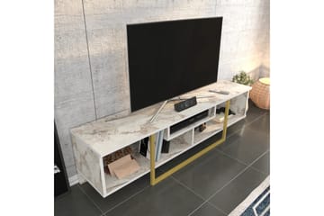 Rinorea lattiaseisova tv-taso 150 cm puinen metallirungolla ja säilytyksellä - Valkoinen - Huonekalut - TV- & Mediakalusteet - Tv taso & Mediataso