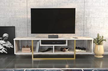 Rinorea lattiaseisova tv-taso 150 cm puinen metallirungolla ja säilytyksellä - Valkoinen - Huonekalut - TV- & Mediakalusteet - Tv taso & Mediataso