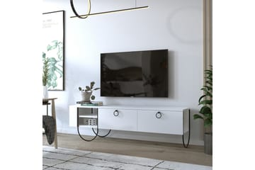 Riskalen lattiaseisova tv-taso 150 cm säilytyksellä maalatusta puusta - Valkoinen - Huonekalut - TV- & Mediakalusteet - Tv taso & Mediataso