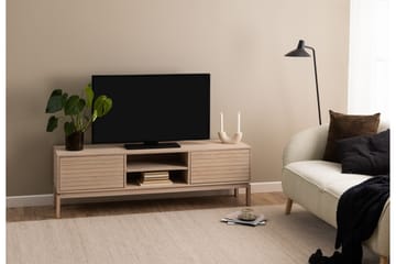 Sakie lattiaseisova tv-taso 160 cm säilytyksellä vaaleaa puuta - Vaaleanbeige - Huonekalut - TV- & Mediakalusteet - Tv taso & Mediataso