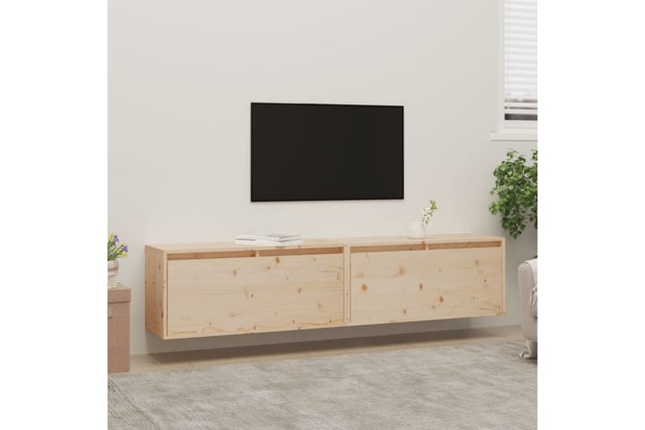 Seinäkaapit 2 kpl 80x30x35 cm täysi mänty - Ruskea - Tv taso & Mediataso