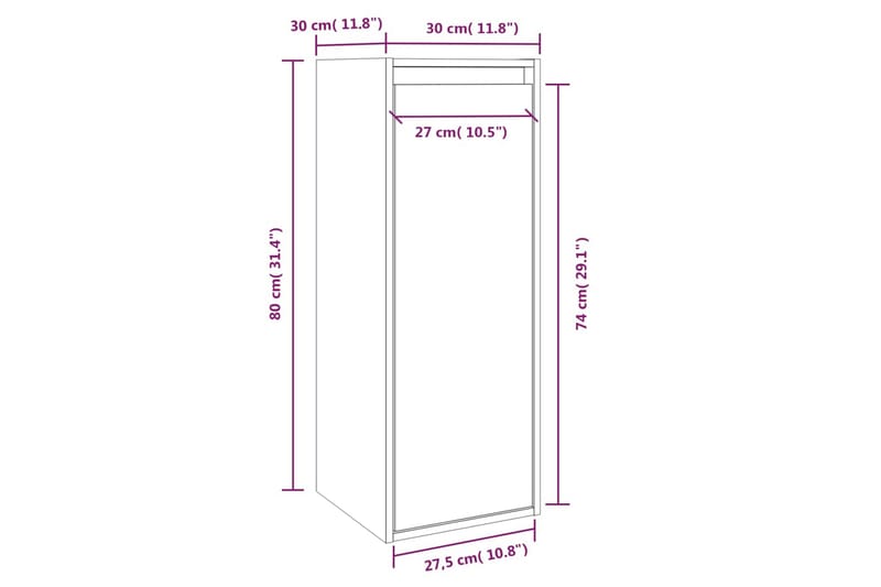 Seinäkaappi harmaa 30x30x80 cm täysi mänty - Harmaa - Tv taso & Mediataso