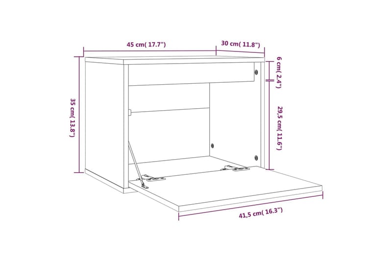 Seinäkaappi valkoinen 45x30x35 cm täysi mänty - Valkoinen - Tv taso & Mediataso