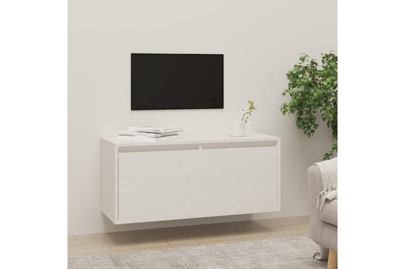 Seinäkaappi valkoinen 80x30x35 cm täysi mänty - Valkoinen - Huonekalut - TV- & Mediakalusteet - Tv taso & Mediataso