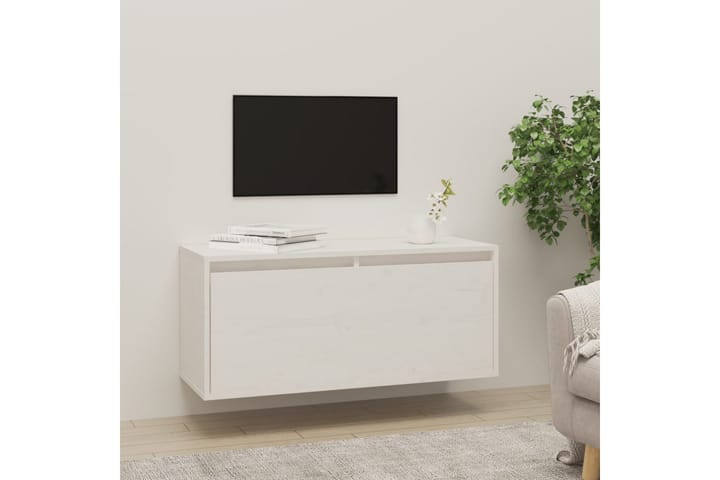 Seinäkaappi valkoinen 80x30x35 cm täysi mänty - Valkoinen - Tv taso & Mediataso