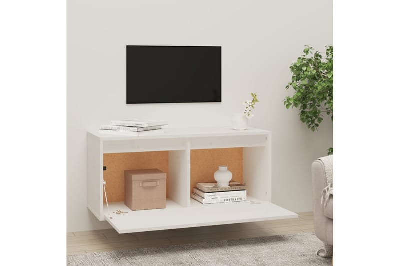 Seinäkaappi valkoinen 80x30x35 cm täysi mänty - Valkoinen - Huonekalut - TV- & Mediakalusteet - Tv taso & Mediataso