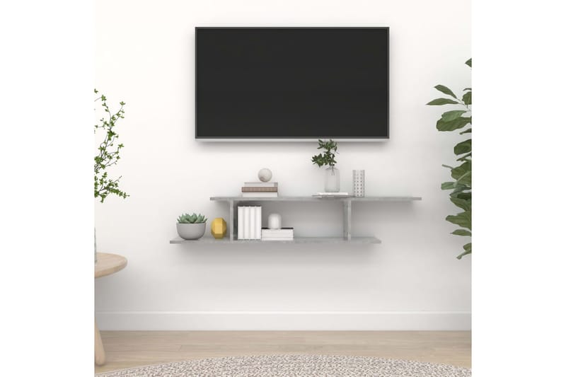 Seinäkiinnitettävä TV-hylly betoninharmaa 125x18x23 cm levy - Harmaa - Huonekalut - TV- & Mediakalusteet - Tv taso & Mediataso