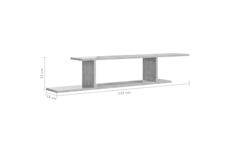 Seinäkiinnitettävä TV-hylly betoninharmaa 125x18x23 cm levy - Harmaa - Huonekalut - TV- & Mediakalusteet - Tv taso & Mediataso