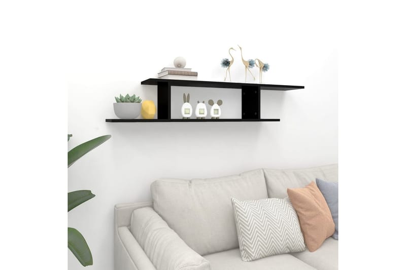 Seinäkiinnitettävä TV-hylly musta 125x18x23 cm lastulevy - Musta - Huonekalut - TV- & Mediakalusteet - Tv taso & Mediataso