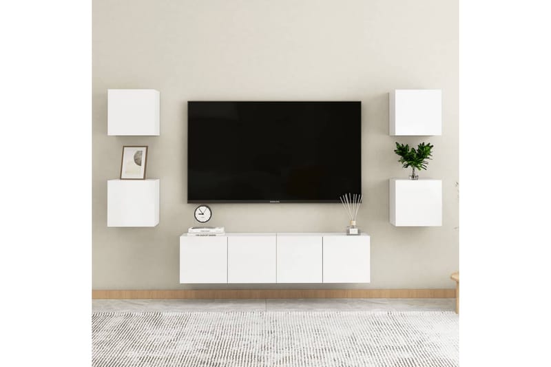 Seinäkiinnitettävä TV-taso 30,5x30x30cm - Valkoinen Korkeakiilto - Huonekalut - TV- & Mediakalusteet - Tv taso & Mediataso
