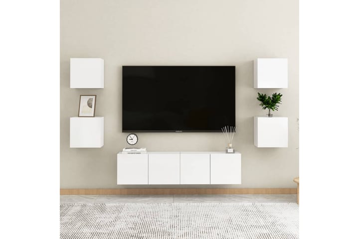 Seinäkiinnitettävä TV-taso 30,5x30x30cm - Valkoinen Korkeakiilto - Tv taso & Mediataso
