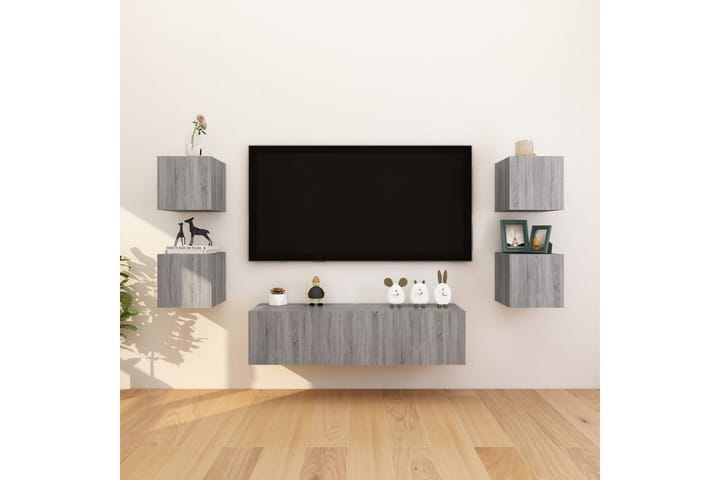Seinäkiinnitettävät TV-kaapit 2 kpl harmaa Sonoma 30,5x30x30 - Harmaa - Tv taso & Mediataso