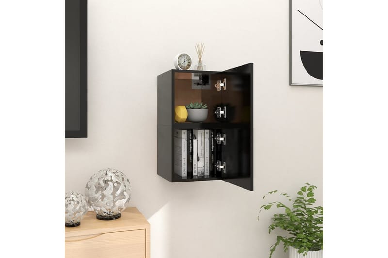 Seinäkiinnitettävät TV-tasot 2 kpl musta 30,5x30x30cm - Musta - Huonekalut - TV- & Mediakalusteet - Tv taso & Mediataso