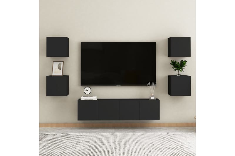 Seinäkiinnitettävät TV-tasot 2 kpl musta 30,5x30x30cm - Musta - Huonekalut - TV- & Mediakalusteet - Tv taso & Mediataso