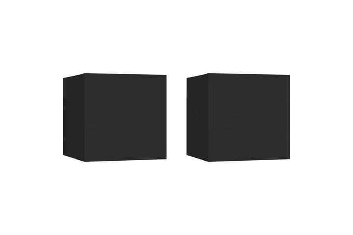 Seinäkiinnitettävät TV-tasot 2 kpl musta 30,5x30x30cm - Musta - Tv taso & Mediataso