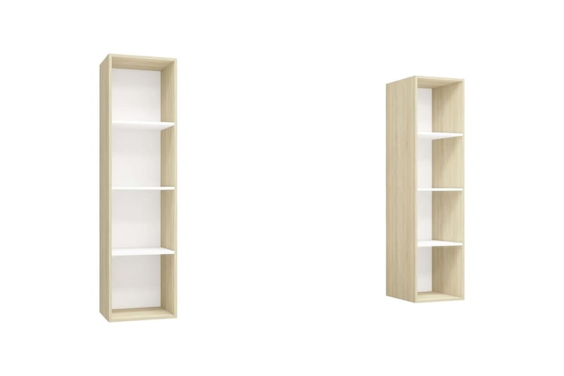 Seinäkiinnitettävät TV-tasot 2 kpl valk./Sonoma-tammi - Beige - Huonekalut - TV- & Mediakalusteet - Tv taso & Mediataso