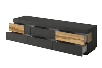 Silke Modern lattiaseisova tv-taso 206 cm säilytyksellä tammi - Antrasiitti - Huonekalut - TV- & Mediakalusteet - Tv taso & Mediataso