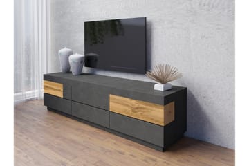 Silke Modern lattiaseisova tv-taso 206 cm säilytyksellä tammi - Antrasiitti - Huonekalut - TV- & Mediakalusteet - Tv taso & Mediataso