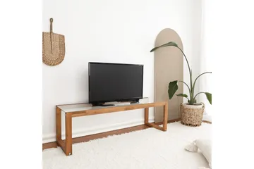 Sqandie lattialla seisova tv-taso 130 cm lasia puurungolla - Kirkas - Huonekalut - TV- & Mediakalusteet - Tv taso & Mediataso