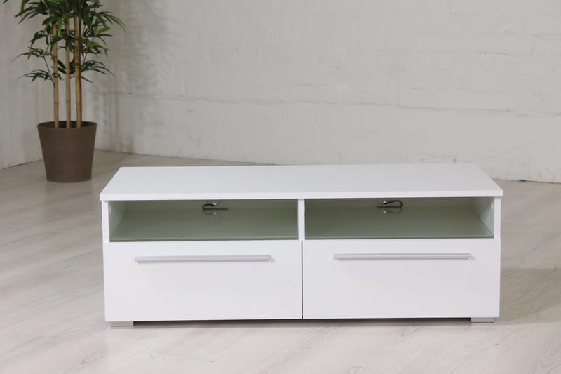 Stockend lattiaseisova tv-taso 100 cm säilytyksellä, maalattu puu - Valkoinen - Huonekalut - TV- & Mediakalusteet - Tv taso & Mediataso