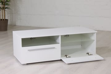 Stockend lattiaseisova tv-taso 100 cm säilytyksellä, maalattu puu - Valkoinen - Huonekalut - TV- & Mediakalusteet - Tv taso & Mediataso