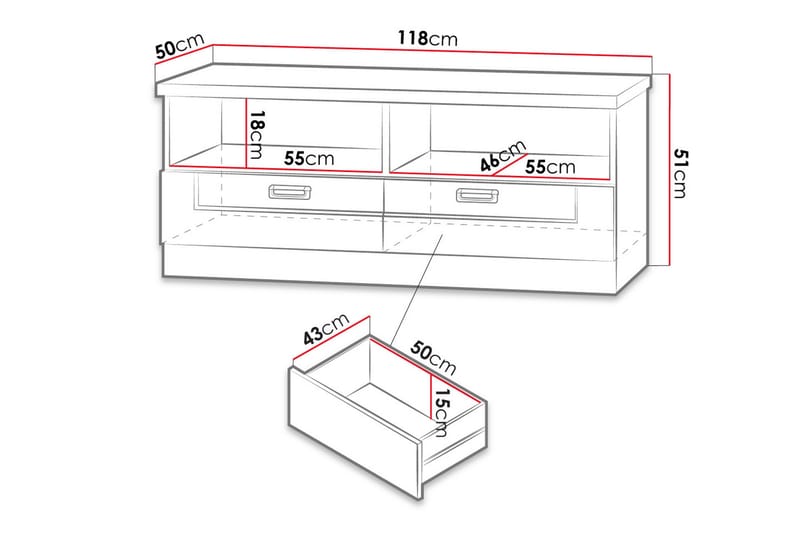 Tadeusz TV-taso 118x50x50 cm - Huonekalut - TV- & Mediakalusteet - Tv taso & Mediataso