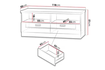 Tadeusz TV-taso 118x50x50 cm - Huonekalut - TV- & Mediakalusteet - Tv taso & Mediataso