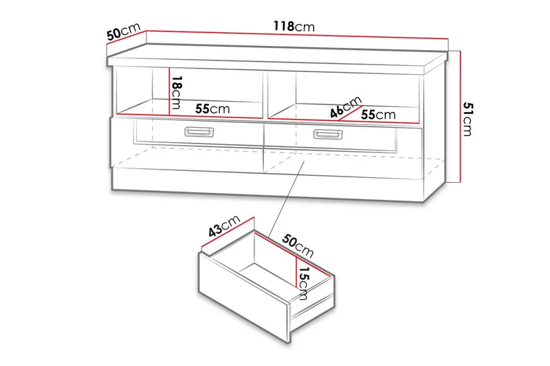 Tadeusz TV-taso 118x50x50 cm - Huonekalut - TV- & Mediakalusteet - Tv taso & Mediataso