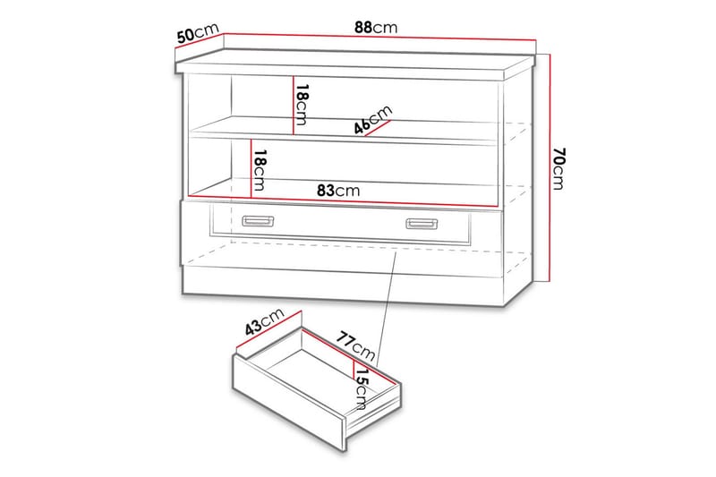 Tadeusz TV-taso 88x50x69 cm - Huonekalut - TV- & Mediakalusteet - Tv taso & Mediataso