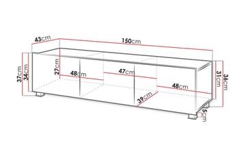 Tessan lattiaseisova tv-taso 150 cm säilytystilallinen maalattu puu - Musta - Huonekalut - TV- & Mediakalusteet - Tv taso & Mediataso