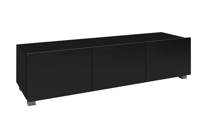 Tessan lattiaseisova tv-taso 150 cm säilytystilallinen maalattu puu, Musta
