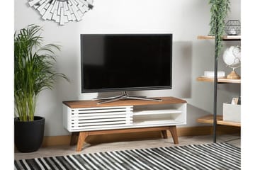 Toledo lattiaseisova tv-taso 117 cm säilytyksellä maalattu puu - Valkoinen - Huonekalut - TV- & Mediakalusteet - Tv taso & Mediataso