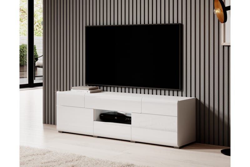 Toreno tv-taso 159 cm säilytystilalla puuta - Valkoinen - Huonekalut - TV- & Mediakalusteet - Tv taso & Mediataso