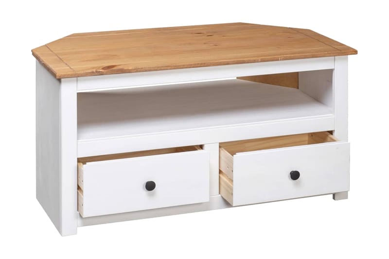 TV-kulmataso valkoinen 93x55x49 cm täysi mänty Panama-sarja - Valkoinen - Huonekalut - TV- & Mediakalusteet - Tv taso & Mediataso