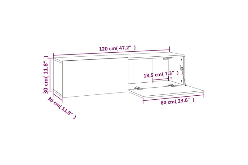 TV-seinäkaappi ruskea tammi 120x30x30 cm tekninen puu - Ruskea - Huonekalut - TV- & Mediakalusteet - Tv taso & Mediataso