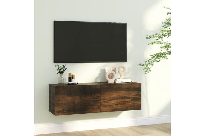 TV-seinäkaappi savutammi 100x30x30 cm tekninen puu - Ruskea - Huonekalut - TV- & Mediakalusteet - Tv taso & Mediataso