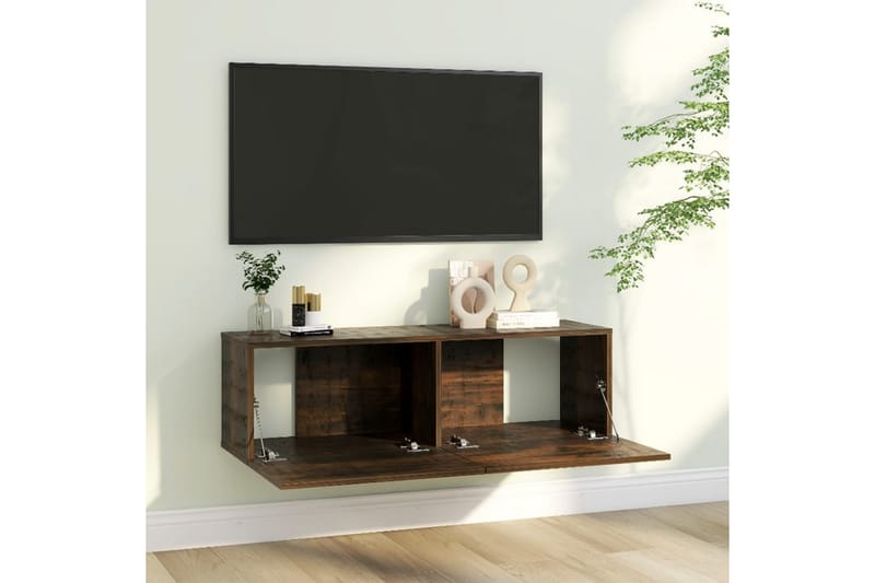 TV-seinäkaappi savutammi 100x30x30 cm tekninen puu - Ruskea - Huonekalut - TV- & Mediakalusteet - Tv taso & Mediataso