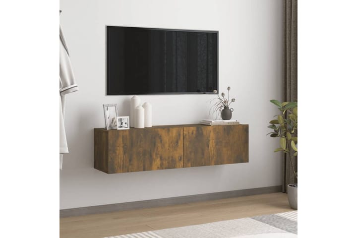 TV-seinäkaappi savutammi 120x30x30 cm tekninen puu - Ruskea - Tv taso & Mediataso