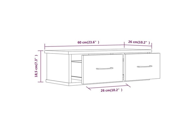 TV-seinäkaappi savutammi 60x26x18,5 cm tekninen puu - Ruskea - Huonekalut - TV- & Mediakalusteet - Tv taso & Mediataso
