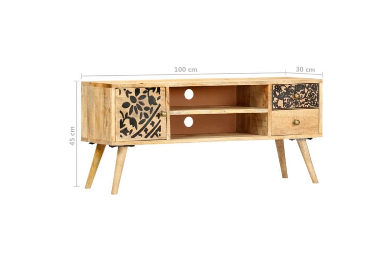 TV-taso 100x30x45 cm täysi mangopuu - Ruskea - Huonekalut - TV- & Mediakalusteet - Tv taso & Mediataso