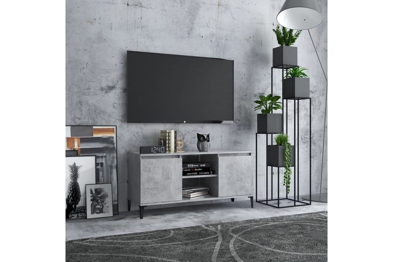 TV-taso 103,5x35x50 cm Metallijalat - Betoninharmaa - Huonekalut - TV- & Mediakalusteet - Tv taso & Mediataso