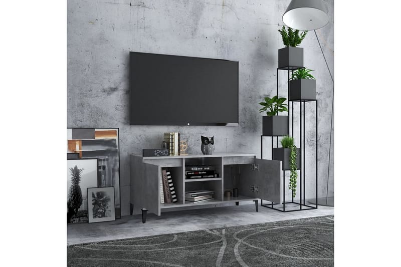 TV-taso 103,5x35x50 cm Metallijalat - Betoninharmaa - Huonekalut - TV- & Mediakalusteet - Tv taso & Mediataso