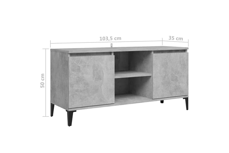 TV-taso 103,5x35x50 cm Metallijalat - Betoninharmaa - Huonekalut - TV- & Mediakalusteet - Tv taso & Mediataso