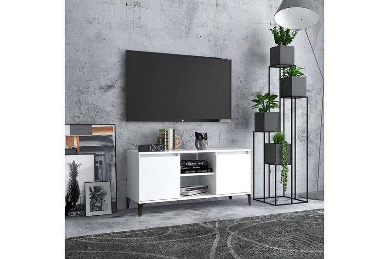 TV-taso 103,5x35x50 cm Metallijalat - Valkoinen - Huonekalut - TV- & Mediakalusteet - Tv taso & Mediataso