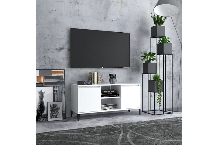 TV-taso 103,5x35x50 cm Metallijalat - Valkoinen - Tv taso & Mediataso