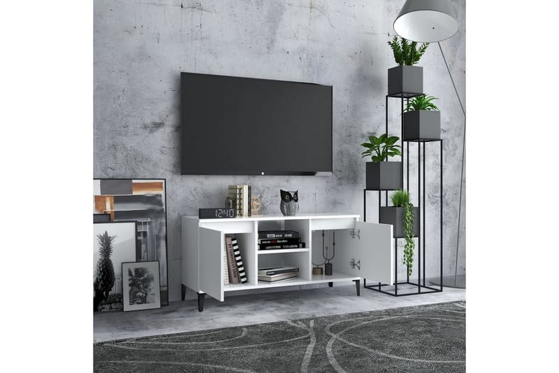 TV-taso 103,5x35x50 cm Metallijalat - Valkoinen - Huonekalut - TV- & Mediakalusteet - Tv taso & Mediataso