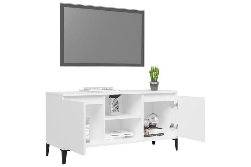 TV-taso 103,5x35x50 cm Metallijalat - Valkoinen - Huonekalut - TV- & Mediakalusteet - Tv taso & Mediataso