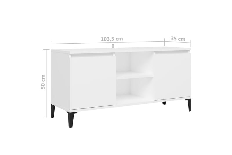 TV-taso 103,5x35x50 cm Metallijalat - Valkoinen - Huonekalut - TV- & Mediakalusteet - Tv taso & Mediataso