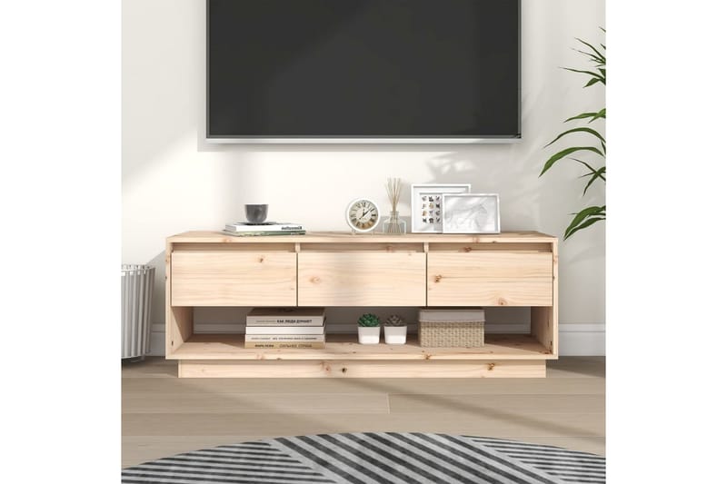 TV-taso 110,5x34x40 cm täysi mänty - Ruskea - Huonekalut - TV- & Mediakalusteet - Tv taso & Mediataso